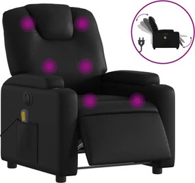 vidaXL Fotoliu electric de masaj rabatabil, negru, piele ecologică