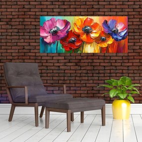 Tablou - Cinci flori colorate (120x50 cm)