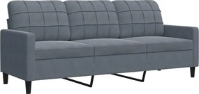 vidaXL Canapea cu 3 locuri, gri închis, 180 cm, material catifea