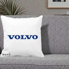 Perna Personalizata cu emblema Volvo, 40x40 cm, Alba Mata, Husa Detasabila, Perna Inclusa, BEKZ®