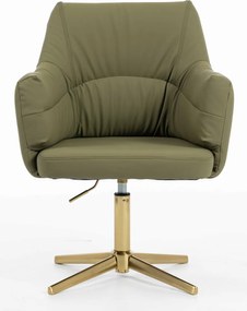 HR840CROSS Scaun Khaki Piele Ecologica Premium Soft cu Bază Aurie