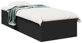 vidaXL Cadru de pat, negru, 90x190 cm, lemn prelucrat