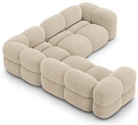 Colțar bej cu tapițerie din catifea Loretto – Cosmopolitan Design