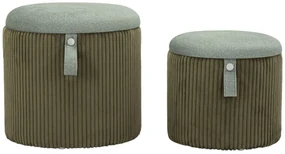 Mauro Ferretti Puff cu Depozitare Bolzano Verde Set 2 Buc cm Ø 38x38-32x27 | Aosom Romania