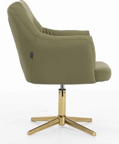 HR840CROSS Scaun Khaki Piele Ecologica Premium Soft cu Bază Aurie