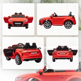 HOMCOM Mașină Electrică AUDI TT pentru Copii, Mașină Electrică cu Telecomandă, USB, Uși cu Deschidere și Faruri LED, 102x60x44 cm, Roșu