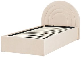 Pat de o persoană 90 cm Annesile (bej) (cu somieră) (cu sp. depozitare). 1077530
