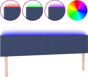 vidaXL Tăblie de pat cu LED, albastru, 180x5x78/88 cm, textil