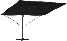 vidaXL Umbrelă de soare Negru 351 x 250 x 260 cm Poliester și Aluminiu