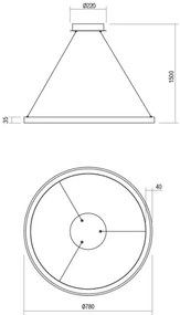 Lustră LED dimabilă pe cablu Redo 01-2677 ICONIC LED/60W/230V d. 68 cm negru