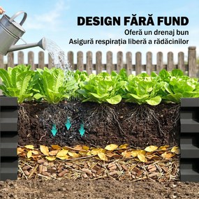 Outsunny Set de 2 Paturi Galvanizate Inaltate pentru Gradina, Cutie de Plantare Inaltata pentru Exterior, Usor de Asamblat, pentru Cultivarea Florilor