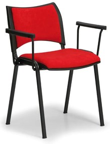 Scaun de conferinta SMART - picioare negre cu cotiere, rosu