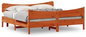 3216371 vidaXL Cadru de pat cu tăblie, maro ceruit, 200x200 cm, lemn masiv pin