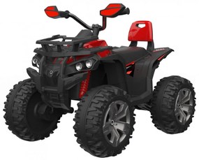 ATV Electric cu acumulator pentru copii NOVOKIDS™ Majestic Quad PRO, Cu melodii si lumini, Lungime 103 cm, Max 30 kg, 12V, 2 motoare, Negru cu Rosu