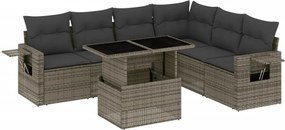 vidaXL Set canapele de grădină, 7 piese, cu perne, gri, poliratan