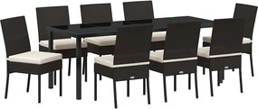 vidaXL Set de masă pentru grădină 9 pcs Negru