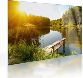Tablou pe sticlă - Lac la munte (70x50 cm)