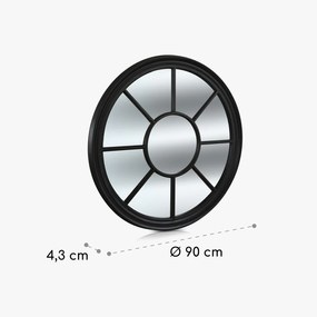 Leeds Oglindă de perete cu ramă rotundă din lemn adevărat Ø 90 cm