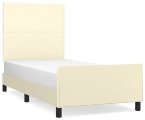 3125435 vidaXL Cadru de pat cu tăblie, crem, 100x200 cm, piele ecologică