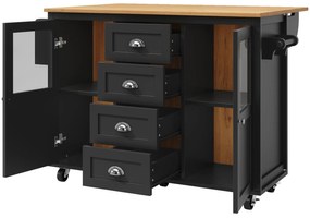 Insulă de bucătărie cu blat reglabil, Negru | Aosom Romania