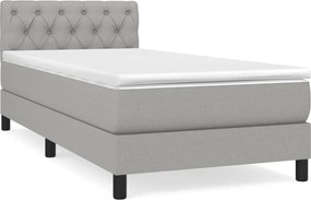 vidaXL Pat box spring cu saltea, gri deschis, 80x200 cm, textil