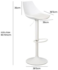 Scaune de bar albe cu înălțime ajustabilă 2 buc. din imitație de piele (înălțime șezut 56,5 cm) – Casa Selección