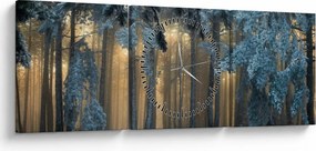 Tablou cu pădure înzăpezită (cu ceas) (90x30 cm)