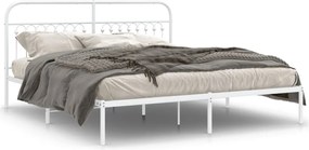 vidaXL Cadru de pat metalic cu tăblie, alb, 183x213 cm