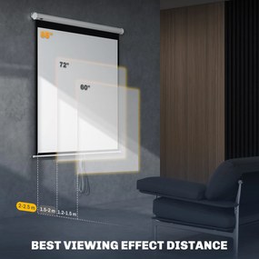 HOMCOM Ecran de Proiecție TV și Proiector de Cinema 4k, Fixare pe Perete sau Tavan, 149x149 cm, Alb | Aosom Romania