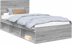 vidaXL Cadru de pat Gri Sonoma 100 x 200 cm Lemn de pin masiv