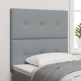 vidaXL Tăblie de pat capitonată cu nasturi, gri deschis, 100 cm textil
