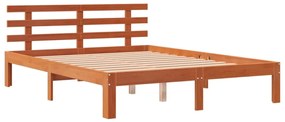 844273 vidaXL Cadru de pat cu tăblie, maro ceruit, 120x200 cm, lemn masiv pin