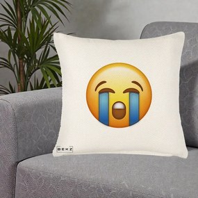Perna Decorativa Emoji Plange, 40x40 cm, Crem Reliefat, Husa Detasabila, Perna Inclusa, BEKZ®