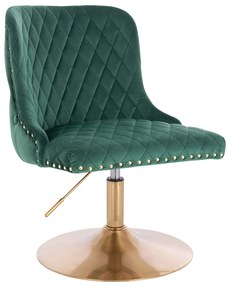 HR940N Scaun Verde din Catifea cu Bază Aurie