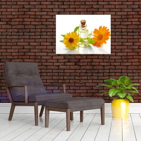 Tablou pe sticlă cu ulei de flori (70x50 cm)