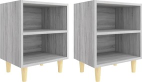 vidaXL Noptiere picioare lemn masiv 2 buc.,sonoma gri, 40x30x50 cm