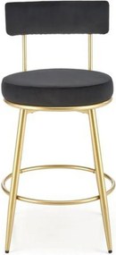 Scaun bar H115, negru/auriu, stofa catifelata/otel, 45x54x90 cm