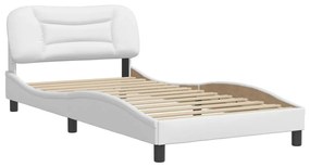 3207982 vidaXL Cadru de pat cu tăblie, alb, 100x200 cm, piele ecologică