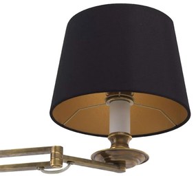 Aplica de perete cu brat articulat Eclips alama vintage/ negru