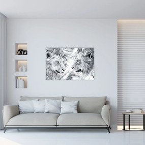 Tablou - Capete de lei desenate (90x60 cm)