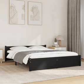 815053 vidaXL Cadru de pat King Size, negru, 150x200 cm, lemn masiv