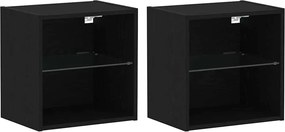 vidaXL Raft flotant cu lumină LED 2 pcs Negru 40 x 28,5 x 40 cm