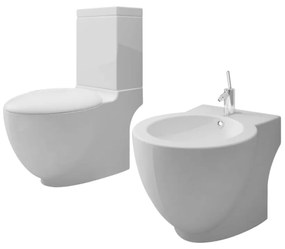 Set de toaletă și bideu, ceramică albă