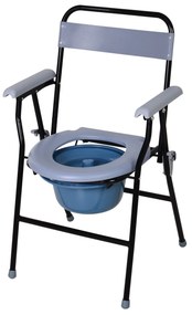 HOMCOM Scaun Toaletă Pliabil cu Găleată Detașabilă pentru Vârstnici și Persoane cu Dizabilități, Scaun WC, 52x50x75 cm, Negru | Aosom Romania