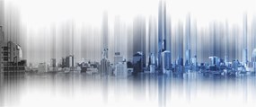 Tablou - Panorama orașului, albastru-gri (120x50 cm)