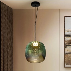 Lustra, Pendul LED modern sticla verde Mares 23cm