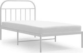 vidaXL Cadru de pat din metal cu tăblie, alb, 100x200 cm