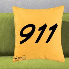 Perna Personalizata 911 Bold, 40x40 cm, Galben, Husa Detasabila, Perna Inclusa, BEKZ®