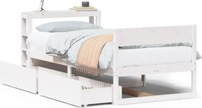 vidaXL Cadru de pat fără saltea, alb, 90x200 cm, lemn masiv pin