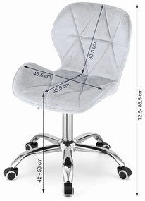 OFERTA Scaun de birou gri deschis AVOLA VELVET II. calitate